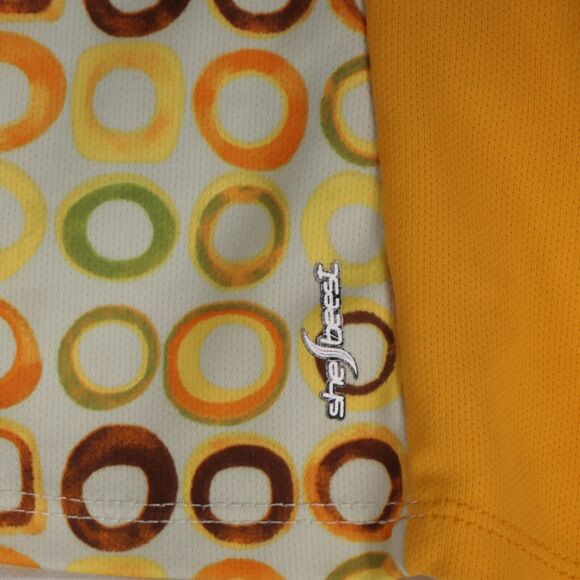 She Beest Orange Cycle Top Womens Medium Tee Shirt Active 1/2 Zip Bike Pockets - Picture 5 of 14